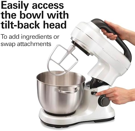 Hamilton Beach 4 Qt Electric Stand Mixer With 7 Speeds, Easy-Carry Handle