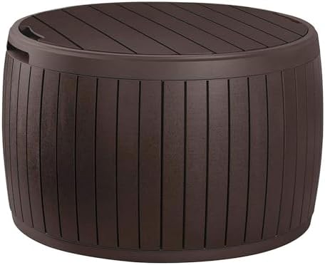 Keter Unity 40 Gal Grilling Bar Cart and Circa 37 Gallon Deck Box,Brown