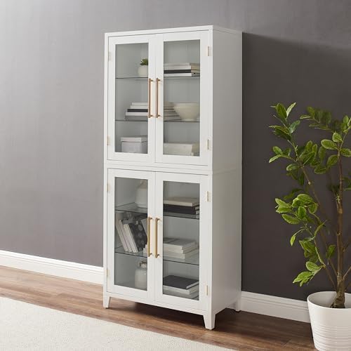 Crosley Furniture Roarke Glass Door Pantry Storage Cabinet