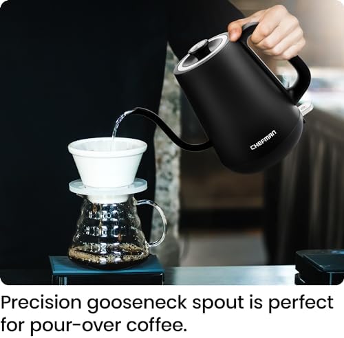 Chefman Gooseneck Electric Kettle, 0.8L Pour Over Tea Kettle for Coffee and Tea, One-Touch Operation, Boil-Dry Protection, Auto Shut-Off, Ultra-Fast Hot Water Boiler – Black - Image 2
