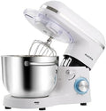 Aucma Stand Mixer,6.5-QT 660W 6-Speed Tilt-Head Food Mixer, Kitchen Electric Mixer with Dough Hook, Wire Whip & Beater (White, 6.5QT)