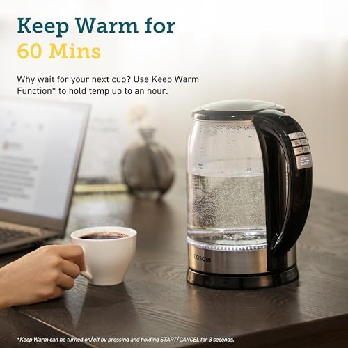 Cosori Electric Kettle with Temperature Control, 6 Presets, 1.7L, Black - Image 3