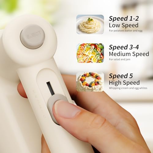 Hand Mixer Electric Handheld, 5-Speed Electric Hand Mixer With Stainless Steel Beaters, Dough Hooks, Lightweight Hand Mixer, Westcookaid Turbo Ultra Power+ Eject Button For Cakes Eggs