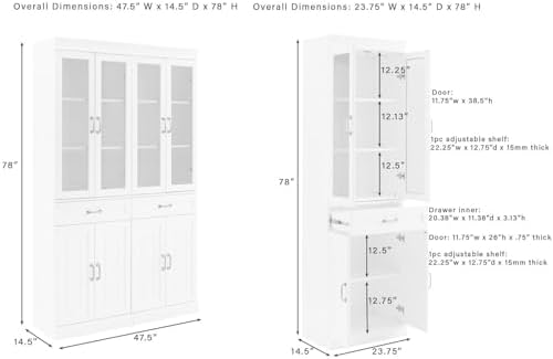 Crosley Furniture Stanton 2-Piece Glass Door Pantry Storage Cabinet Set