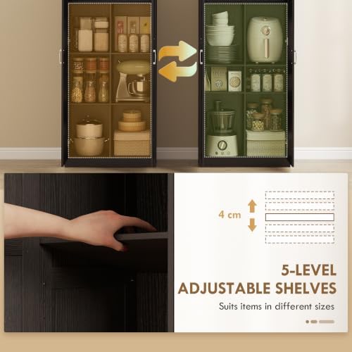HOMCOM 71" Tall Kitchen Pantry Cabinet with 4 Adjustable Shelves Espresso