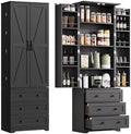 IDEALHOUSE Farmhouse Kitchen Pantry Cabinet - 72" Tall Large Wood Kitchen Storage Cabinets with Adjustable Shelves & 2 Barn Doors & 3 Drawer, Versatile Storage for Dining Room, Bathroom, Living Room