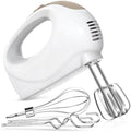 Showvigor Electric Hand Mixer with 5 Stainless Steel Whisks,5 Speed,White2