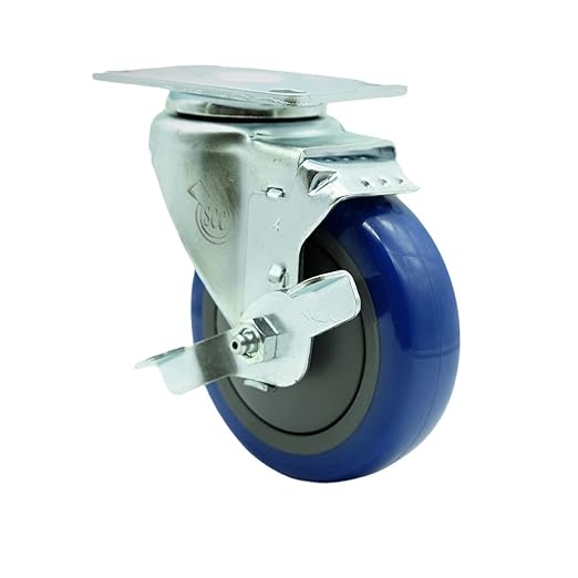 Service Caster Brand Replacement Caster for Uline Caster H-7448SWB-Stainless Steel Swivel Top Plate Caster with 4 Inch Blue Polyurethane Wheel and Top Lock Brake- Fits Carts and Platform Trucks H-3352