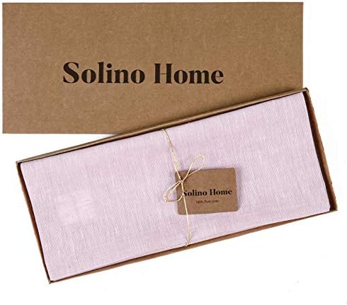 Solino Home 100% Pure Linen Dining Table Runner Pink, Athena 14 x 132 in