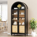 YESHOMY 71" Arched Kitchen Pantry Cabinet with Large Drawers, Black