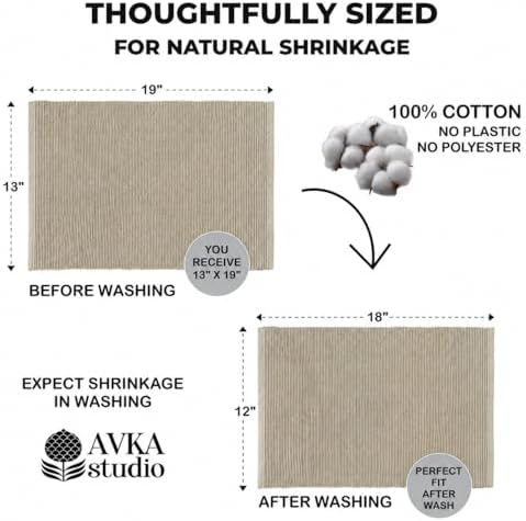100% Cotton Ribbed Placemats - Set of 4-13 x 19 Inches - Beige - Everyday Cloth Table Mats - Thick Construction, Washable & Reusable Cloth Place Mats - by AVKA Studio