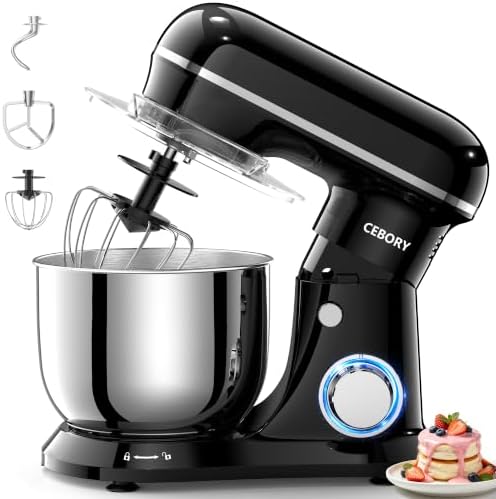 CEBORY Stand Mixer, 4QT 10+P-Speed Electric Kitchen Mixer with Bowl