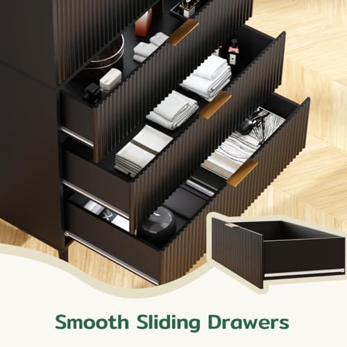 NicBex Kitchen Pantry Cabinet with 3 Drawers & Adjustable Shelves, Black
