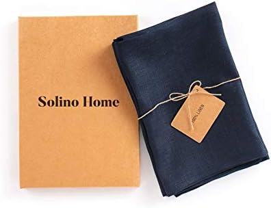 Solino Home 100% Pure Linen Dinner Napkins Navy, Fete 20 x 20 in, Set of 4