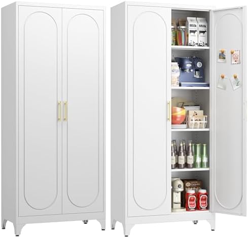 UNICOLY 75" Tall Pantry Storage Cabinet with Doors and Adjustable Shelves