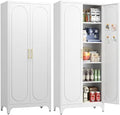 UNICOLY 75" Tall Pantry Storage Cabinet with Doors and Adjustable Shelves