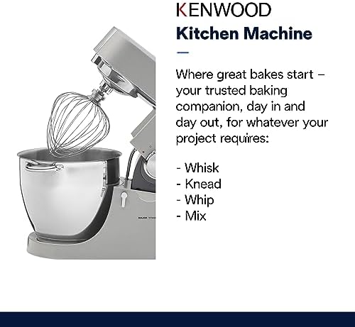 Kenwood Chef Titanium Kitchen Machine, Stainless Steel - 7 qt - Kitchen Mixer - 800W Motor & Electronic Variable Speed Control - Includes Dishwasher-Safe Work Bowl & Three Mixing Tools