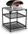 ooni Large Modular Outdoor Table - 31x31x35 Inch Stainless Steel Pizza Oven Stand, Barbecue Cart, Outdoor Pizza Station