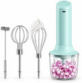 Cordless Hand Mixer, 4-in-1 Handheld Electric Mixer with Electric Whisk Frother & 10 oz Mini Food Chopper, USB-C Rechargeable 4-Speed Hand Mixer for Eggs, Cream, Coffee & Small-Batch Prep