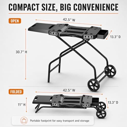 GRISUN Foldable Grill Table Stand for Ninja Woodfire Grill, Blackstone 22"