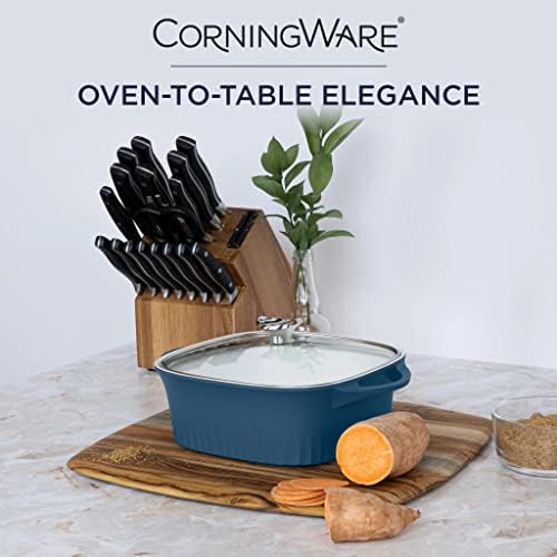 CorningWare QuickHeat 3.2-QT Cast Aluminum Roaster With Lid & Non-Stick Ceramic Interior, Lightweight and Fast Even Heat Baking & Cooking, For Meats, Soup, Browning, Searing, French Navy