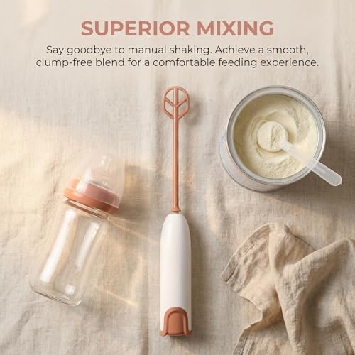 Toyvian Handheld Electric Baby Formula Mixer - 2 Stirring Sticks, Ideal for Bottle, Protein Powder, Coffee - Portable for Travel, Office & Home (White)