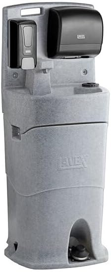 Mobile Hand Wash Station, 16 Gallon Tank, Foot Pedal Operation, with Soap and Paper Towel Dispensers, Gray