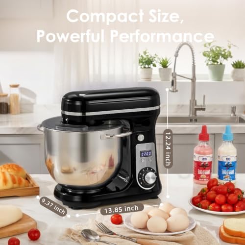 Electric Stand Mixer, 6.34QT 6-Speed Food Mixer with Timer