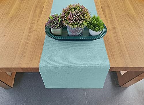 AVKA Studio 100% Cotton Ribbed Table Runner - Pack of 1-13 x 72 Inches - Light Blue - Dining Or Kitchen Table Runner Thick Construction for Everyday Use, Picnics, Outdoor Table, Parties, etc