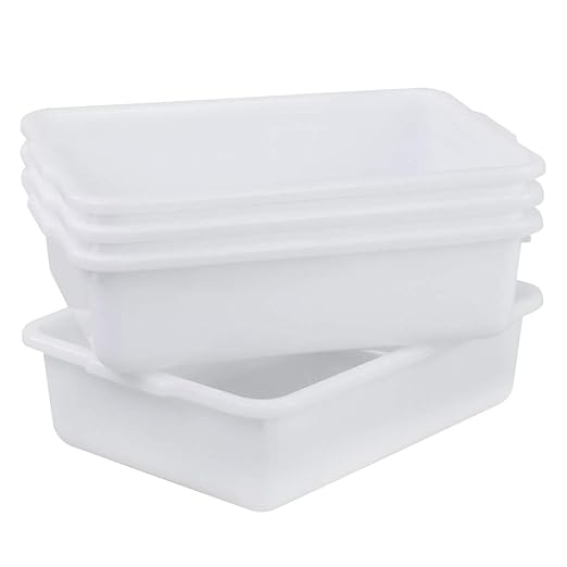 Small Bus Tubs Commercial Set of 4, Plastic Wash Basin, 8 Liter