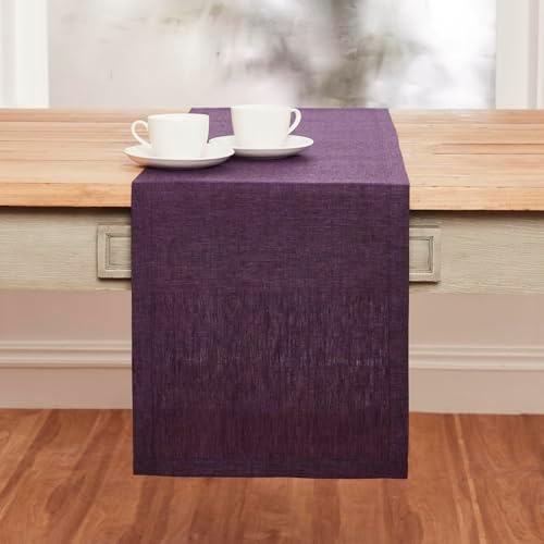 Solino Home 100% Pure Linen Table Runner Grape Long, Athena 14 x 144 in