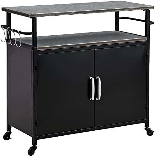 FirsTime & Co. New & Improved Black Davidson Outdoor Grilling Kitchen Cart Island, Portable Patio Table, Metal Food Prep Worktable, 31.5 in. x 35.25 in.