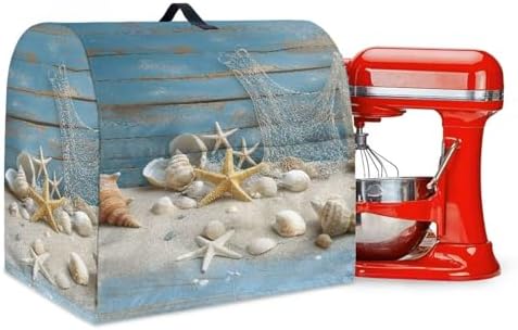 Beach Starfish Shell Print Stand Mixer Covers Kitchen Aid Mixer Cover Dust Covers with Top Handle Front Pocket Universal Fit Tilt Head and Bowl Lift Models