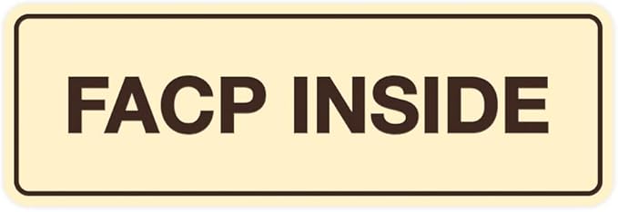 Signs ByLITA Standard FACP Inside Sign | Fire Safety Signage (Ivory/Dark Brown) - Small 1 Pack