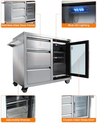 Hygrill BBQ Cart Movable Pizza Oven Table Stand, Outdoor Grill Cart