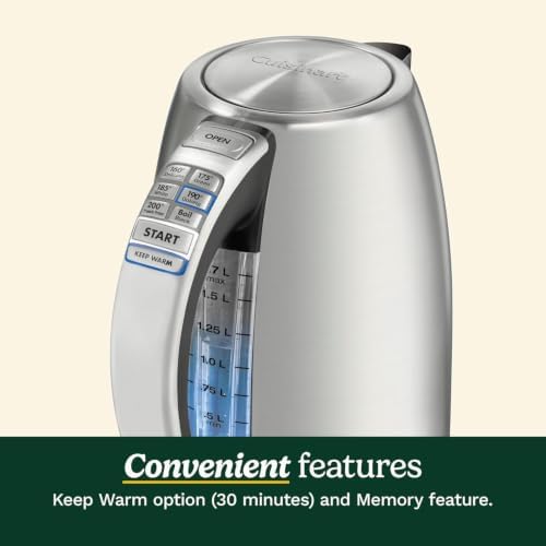 Cuisinart PerfecTemp 1.7-Liter Electric Kettle, Cordless Electric Tea Kettle, 1500W for Fast Heat-Up, 6 Preset Temperatures, 30-Minute Keep Warm, Stay Cool Nonslip Handle, Red Stainless - Image 6