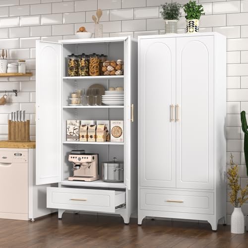 Polup 75" Metal Storage Cabinet, Tall Kitchen Pantry Cabinet with 1 Drawer