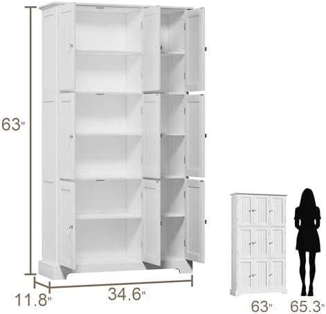 ChooChoo 63.2" Tall Bathroom Storage Cabinet with 9 Doors, Pantry Cabinet