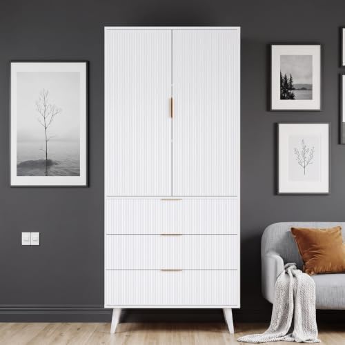 NicBex Kitchen Pantry Cabinet with 3 Drawers & Adjustable Shelves, White