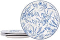Bico Blue Garden Toile De Jouy Dinner Plates Set of 4, 11 Inch Large Ceramic Plates for Pasta, Steak, Stylish Serving Dishes, Microwave and Dishwasher Safe, Gift for Housewarming and Thanksgiving