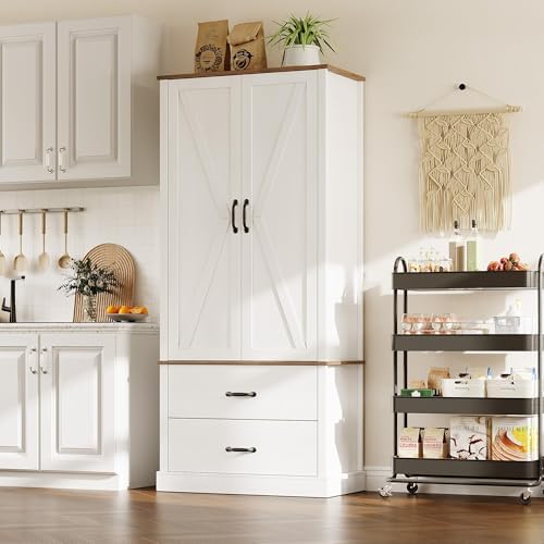 IDEALHOUSE Kitchen Pantry Storage Cabinet with Barn Doors