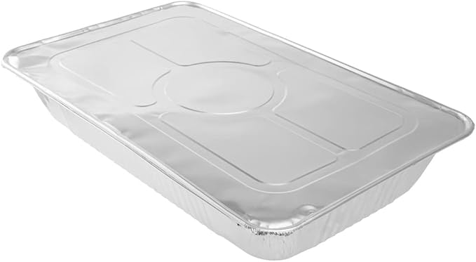 Restaurantware Aluminum Pan Cover 25 Count 21.06 x 13.5 Inch Oven Friendly Disposable Pan Lid Full Size Foil Lid Temperature-Sealing Silver For Catering And Food Storage