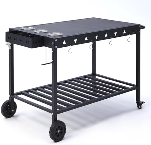 Outdoor Grill Cart Grill Table with Wheels