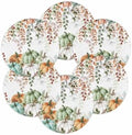 Fall Round Placemats Set of 6 Thanksgiving Autumn Eucalyptus Leaf Place Mats Woven Placemat Sage Green Maple Leaves Pumpkin Circle Braided Table Mat for Kitchen Holiday Party Fall Decor 15 Inch