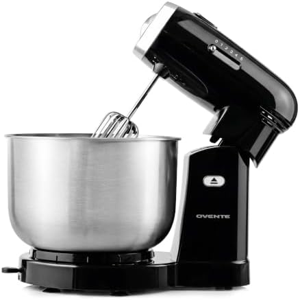 OVENTE Electric Stand Mixer, 3.5 QT, 5 Mixing Speeds, 250W, Black SM680B