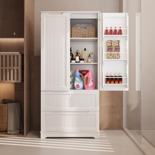 Gizoon 63" Kitchen Pantry Cabinet with Drawers for Dining Room, White