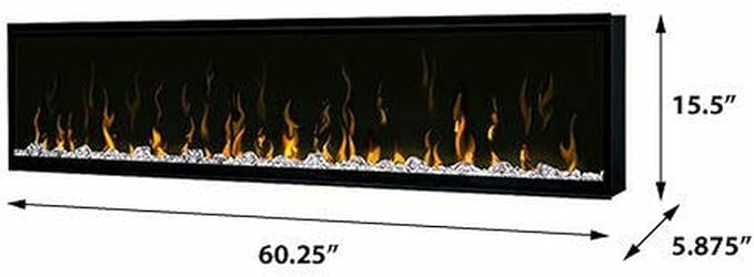 Dimplex IgniteXL 60 inch Built-in Linear Electric Fireplace with Driftwood and River Rock Accessories - Black, XLF60 & LF74DWS-KIT