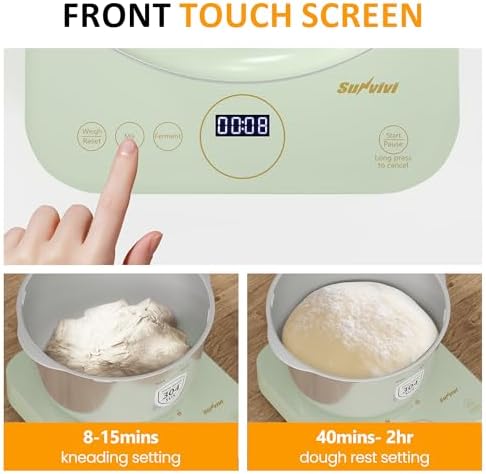 5.2QT Electric Dough Maker with Ferment Function & Weighing Function, Dough Mixer with Stainless Steel Bowl, Household Kitchen Flour Kneading Machine, Face-up Touch Panel, Microcomputer Timing