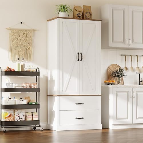 IDEALHOUSE Kitchen Pantry Storage Cabinet with Barn Doors