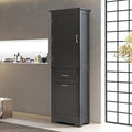 Merax 68.4" Pantry Cabinet with One Door & Two Drawers, Adjustable Shelves Storage Cupboard for Kitchen/Dining Room/Bathroom, Black